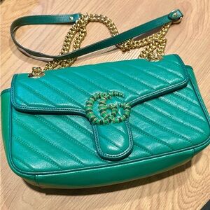 Green leather Gucci look alike